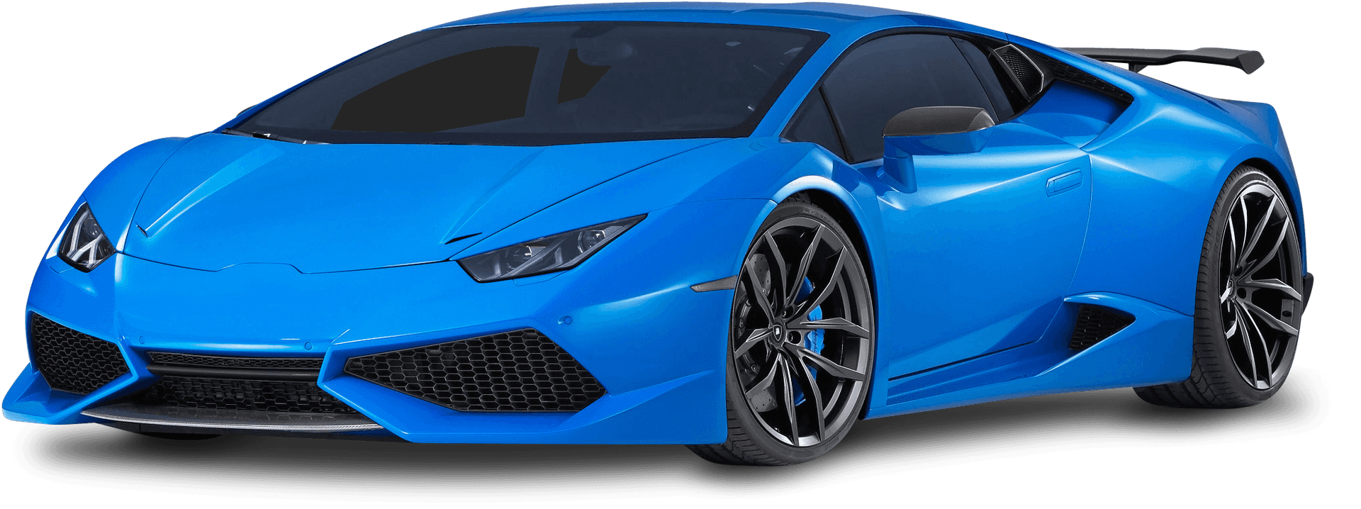 Blue Lamborghini Huracan Evo Side View PNG