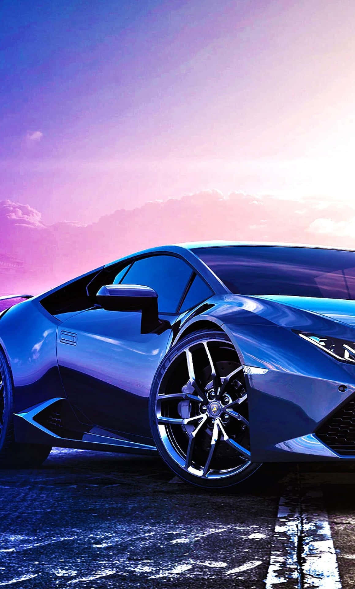 Zoome ind på den smukke blå Lamborghini Wallpaper