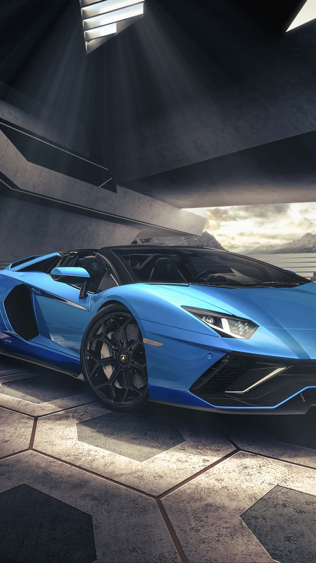 Erobernsie Die Stadt Mit Luxus Und Stil In Diesem Blauen Lamborghini Iphone Wallpaper