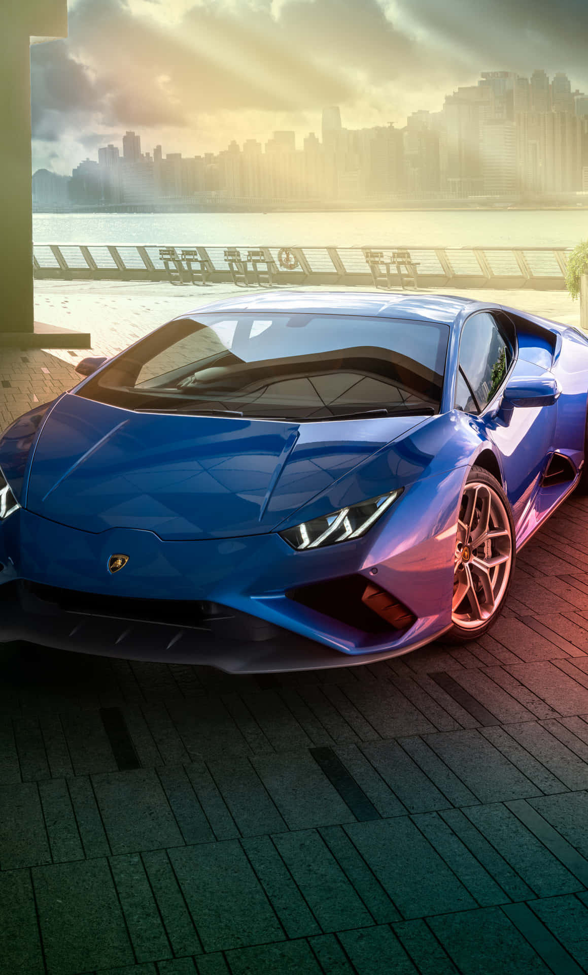 "Making a Powerful Statement with a Blue Lamborghini iPhone" Wallpaper