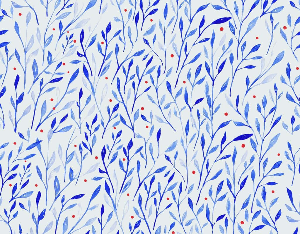Blue Leaf Pattern Background Wallpaper
