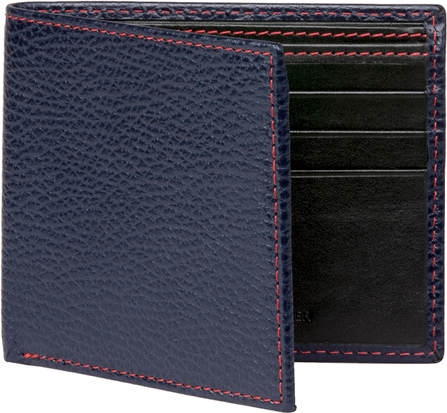 Download Blue Leather Wallet Red Stitching | Wallpapers.com