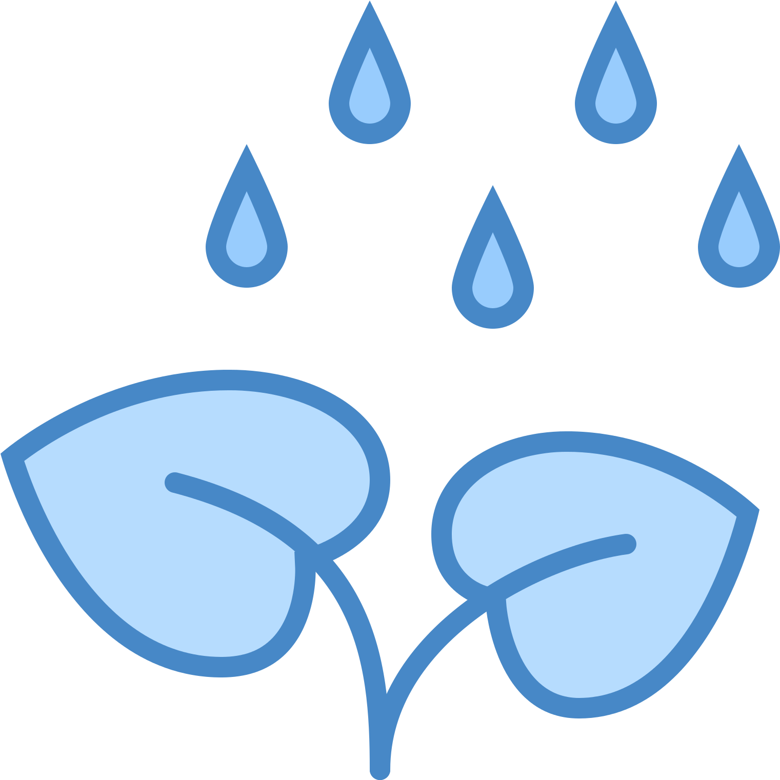 Blue Leaves Water Droplets Graphic PNG