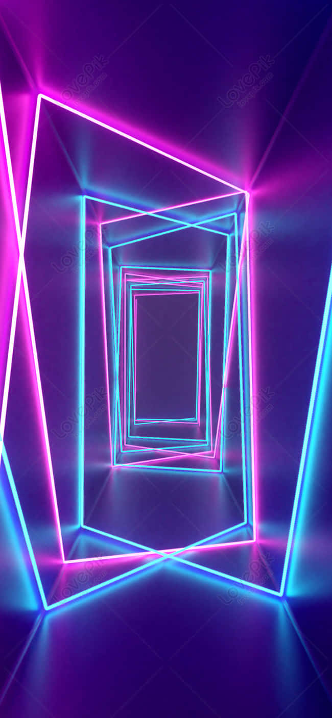 Neon Light Tunnel In The Dark Wallpaper
