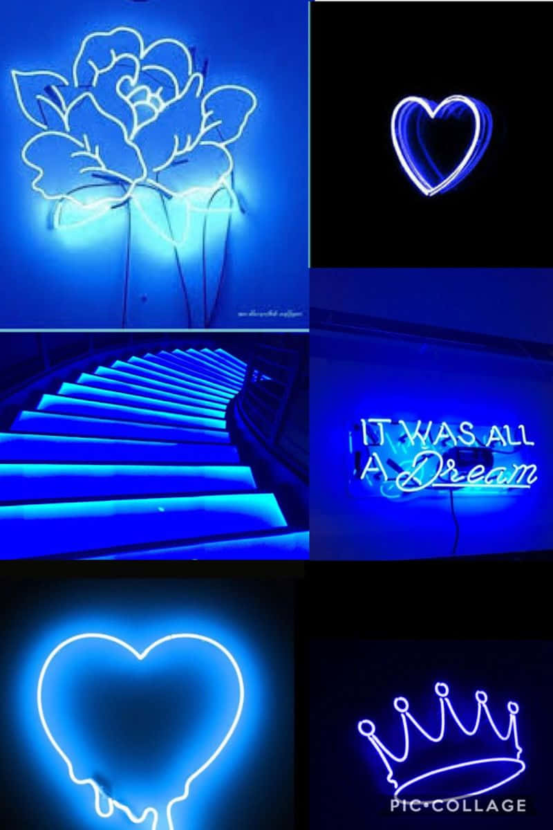 Neon Blue Led Collage Wallpaper