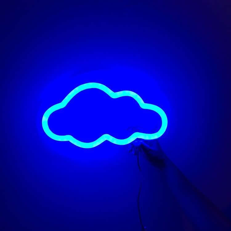 Neon Blue Cloud Led Wallpaper