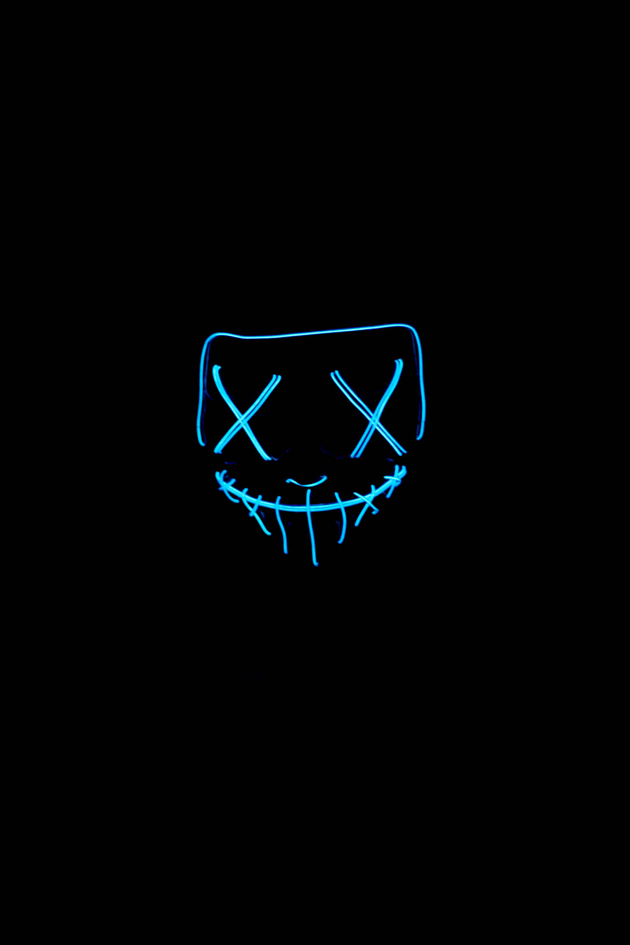 Iluminala Noche Con Una Innovadora Máscara De Halloween Led Azul De Dim. Fondo de pantalla