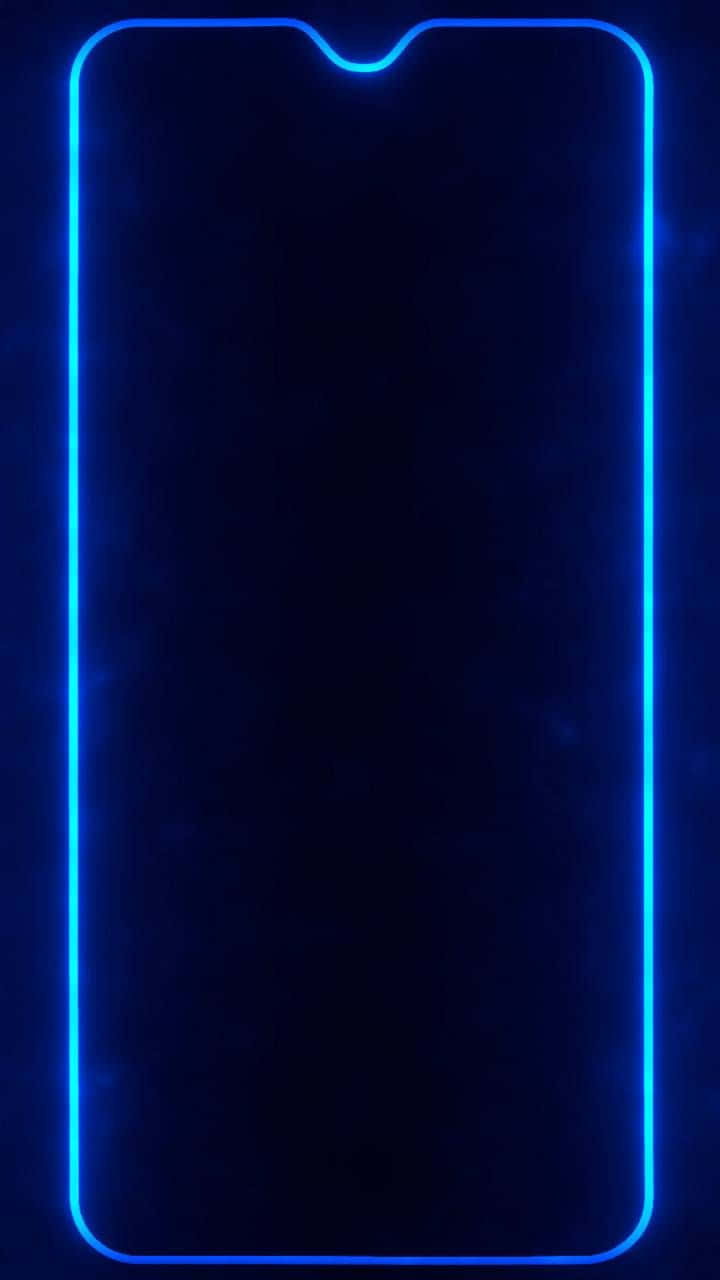 En blå skinnede telefon med en blå ramme Wallpaper
