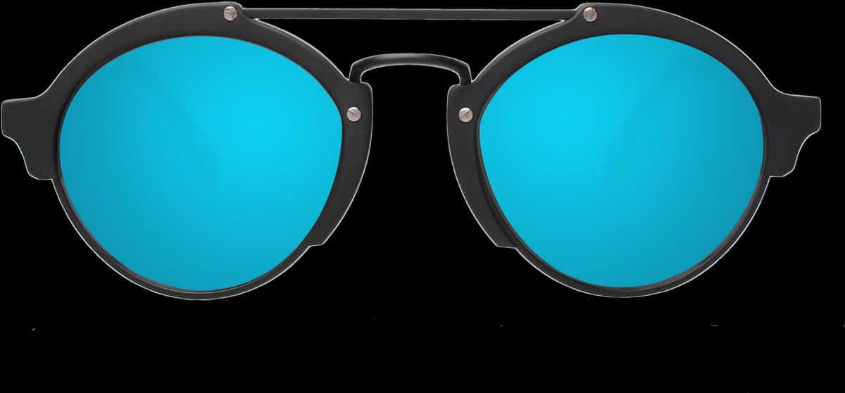 Blue Lens Round Sunglasses PNG