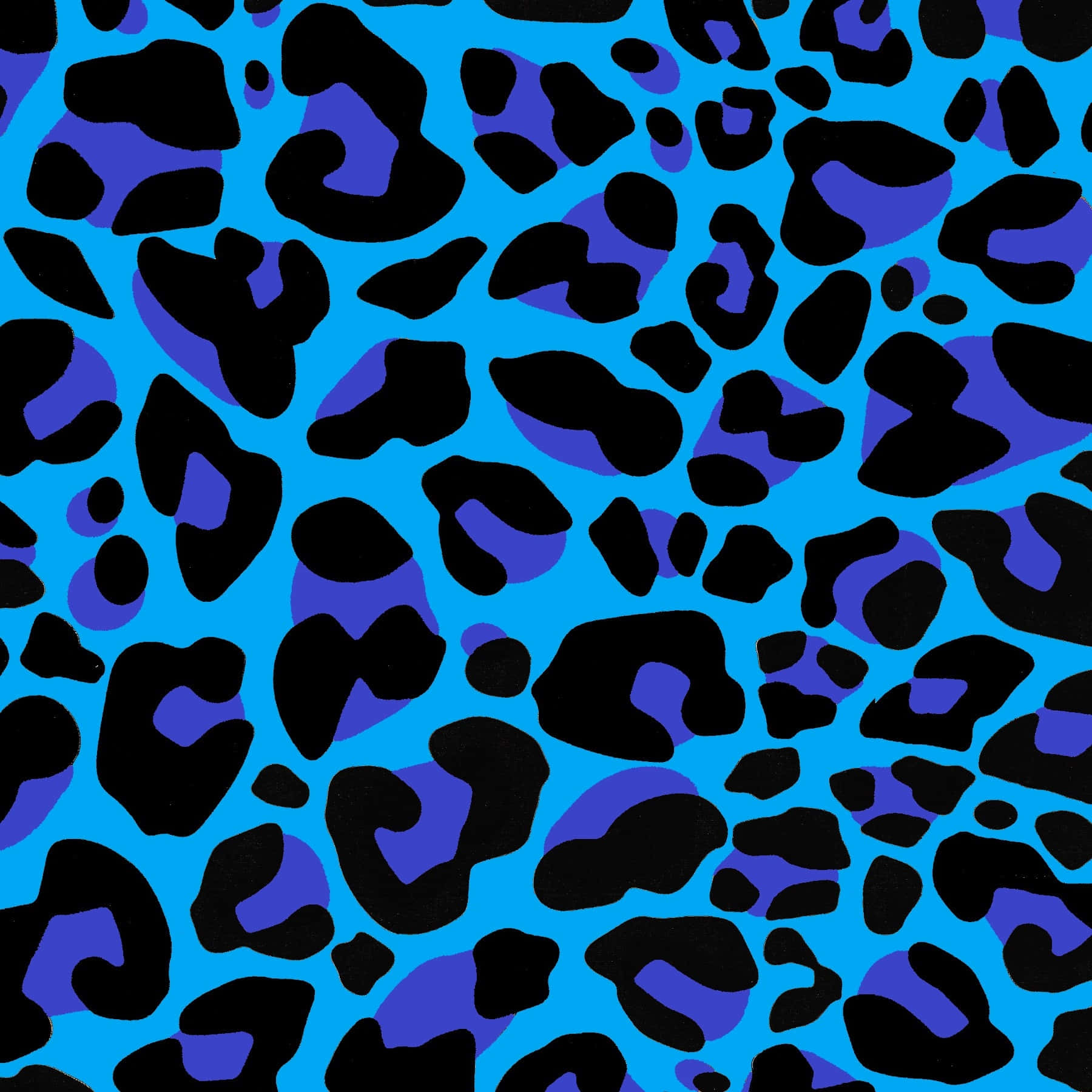 Blue Leopard Print Pattern Wallpaper