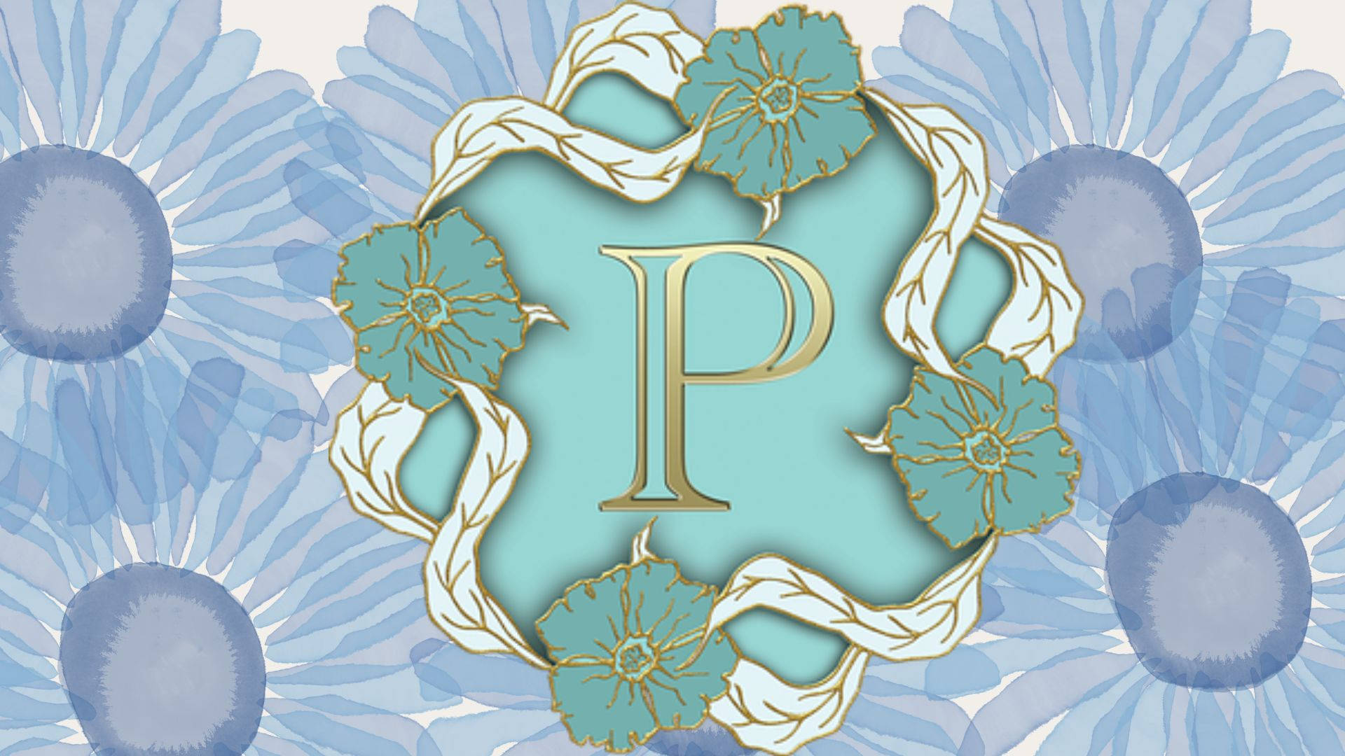 Blue Letter P And Daisies Wallpaper