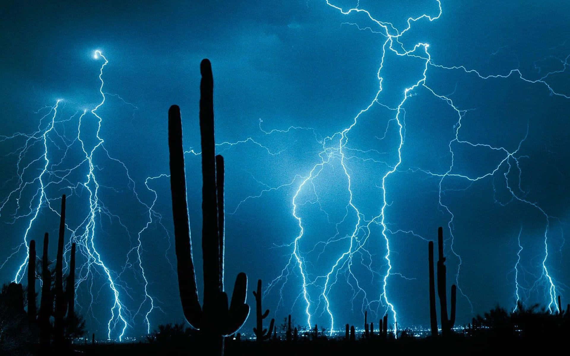 Powerful Blue Lightning Strikes