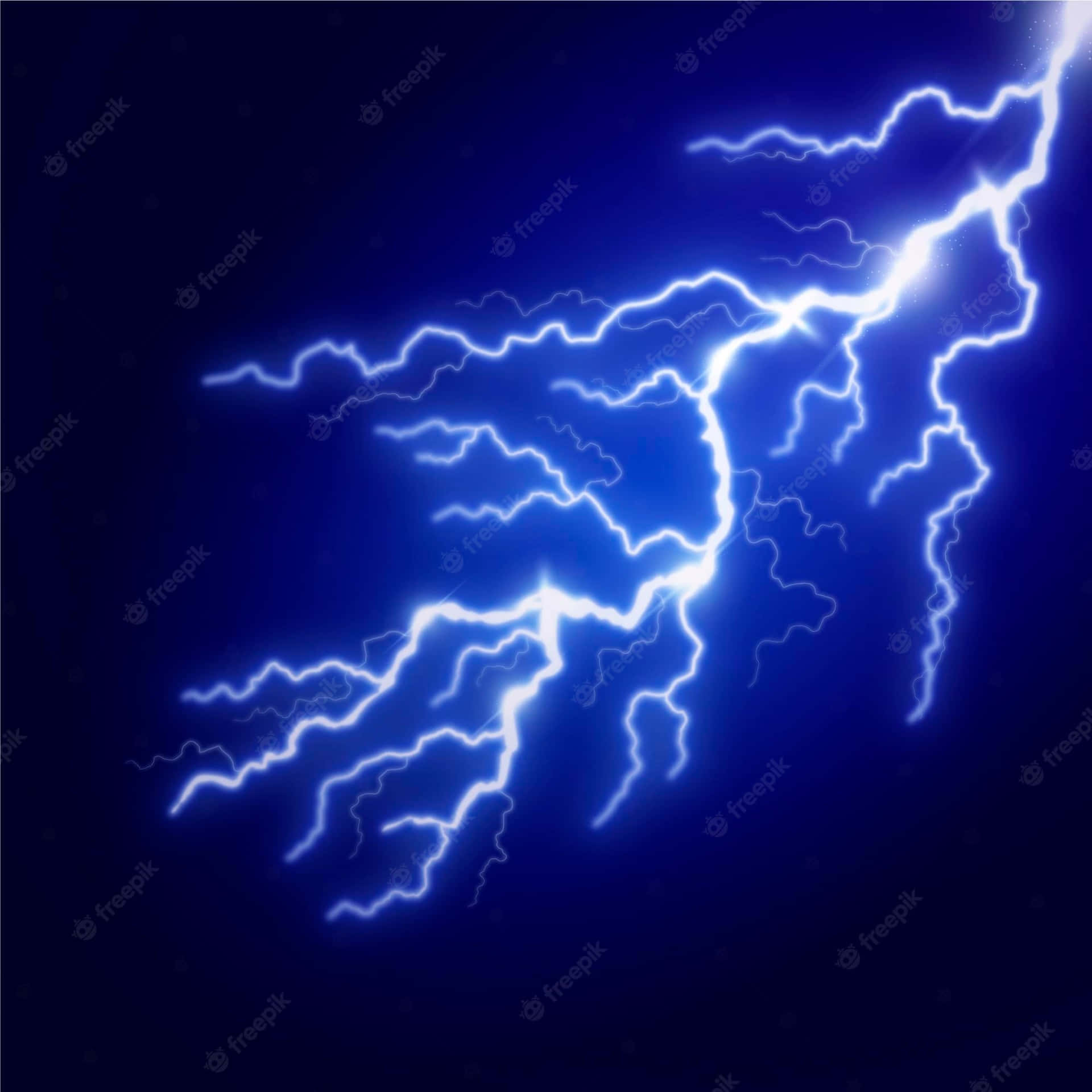 Intense Blue Lightning Strikes Against an Inky Sky