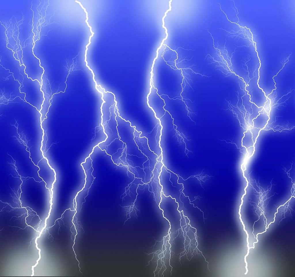 Image  Blue Lightning Striking the Night Sky Wallpaper