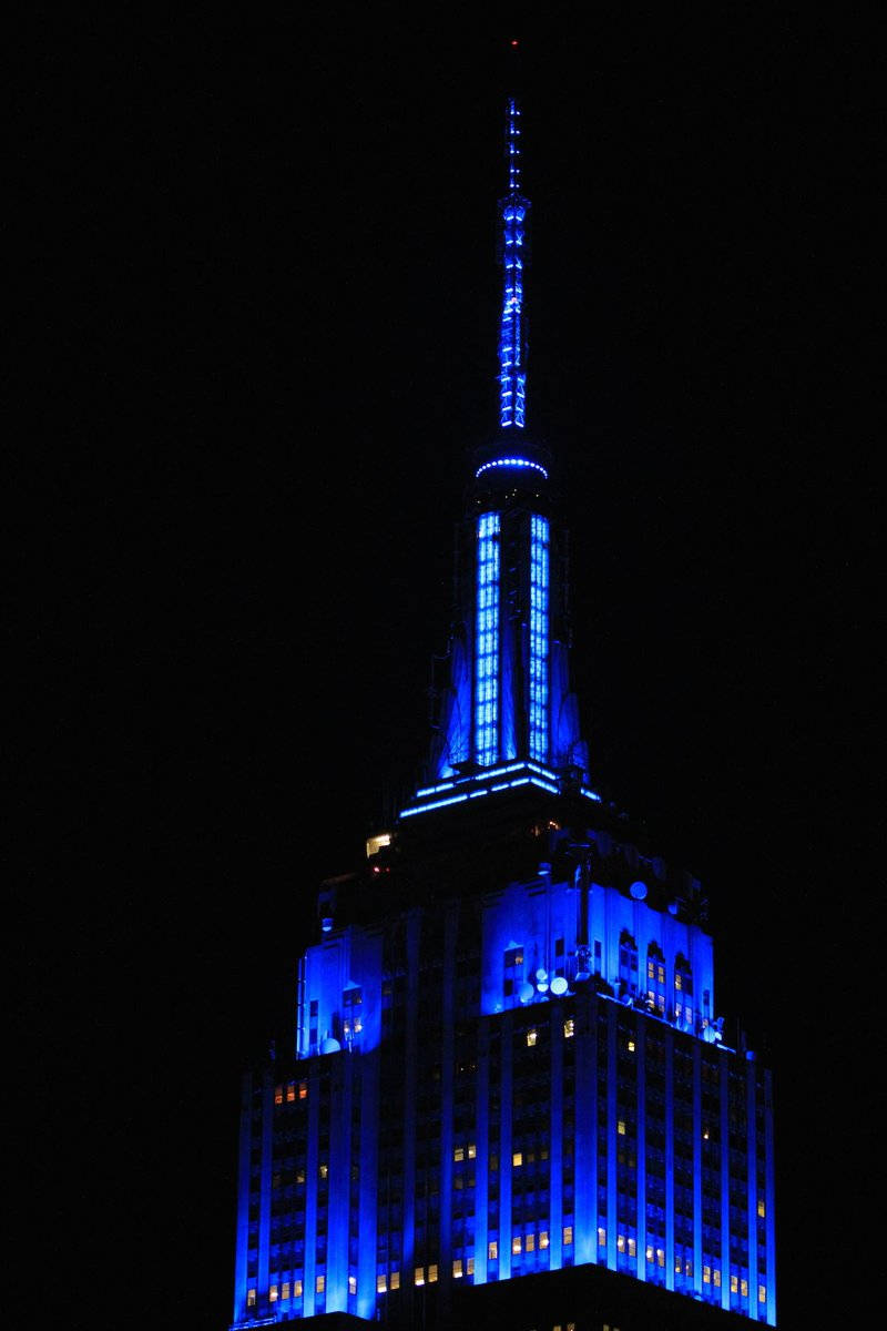 Blue Lights In Empire State Building Wallpaper