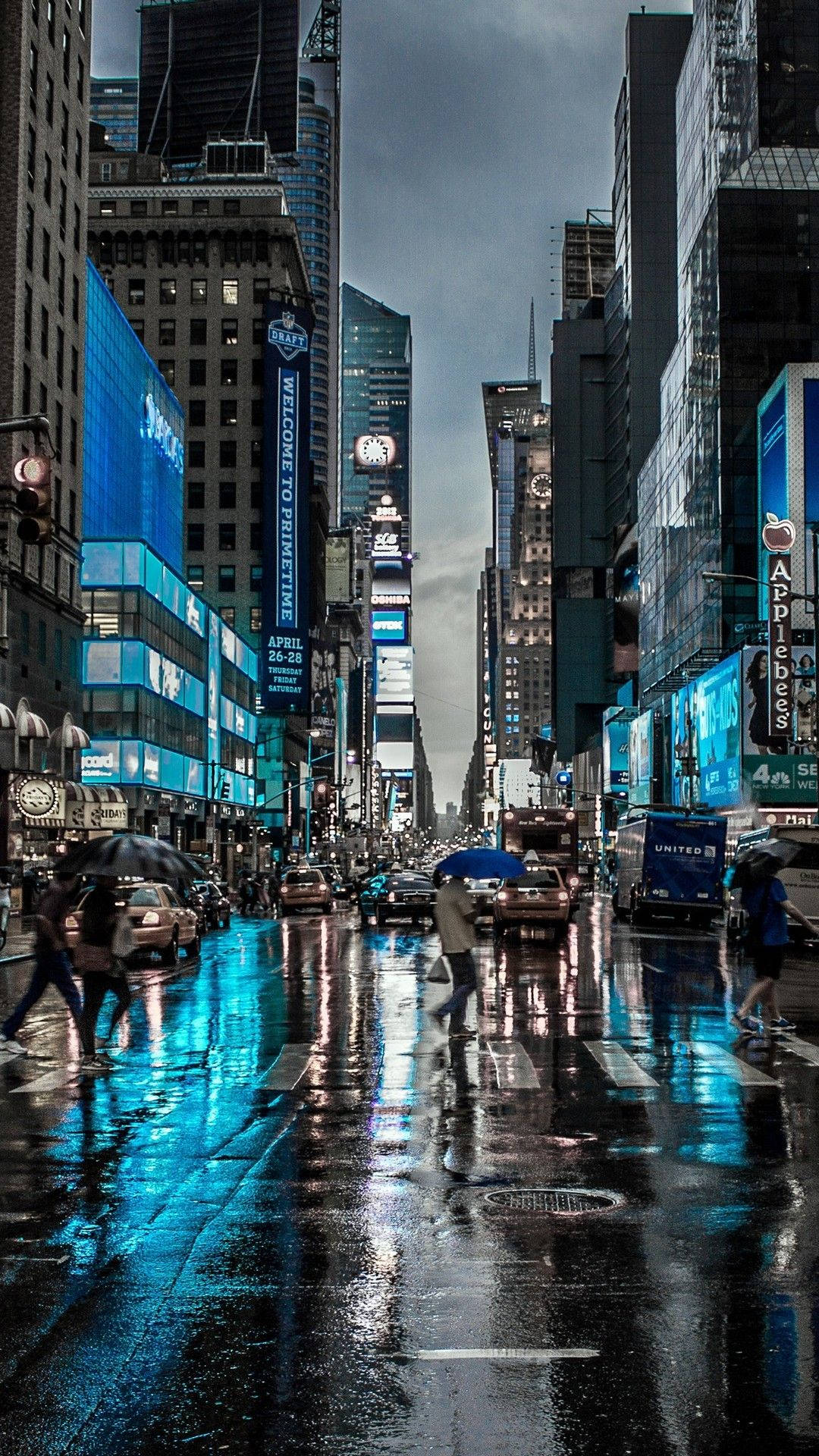 Backgroundblåa Ljus I New York Iphone Bakgrundsbild. Wallpaper