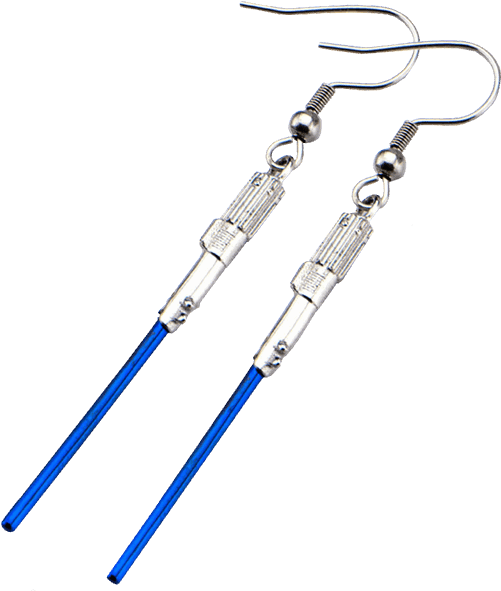 Blue Lightsaber Earrings Jewelry PNG