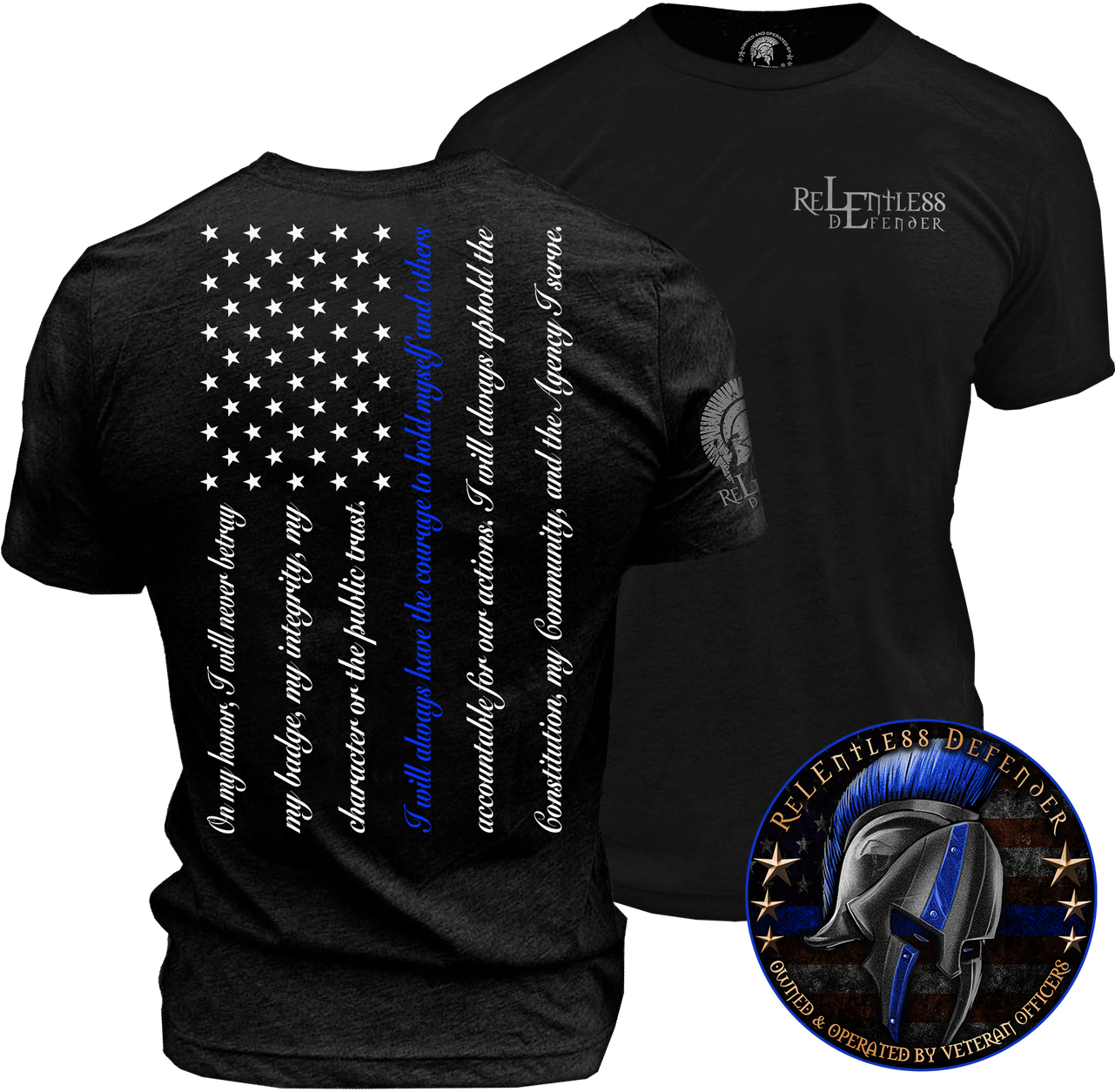 Blue Line Flag Black T Shirt Design PNG