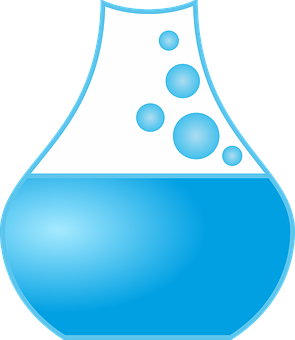 Blue Liquid Flask Vector Illustration PNG
