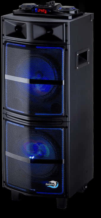 Blue Lit Double Speaker Tower PNG