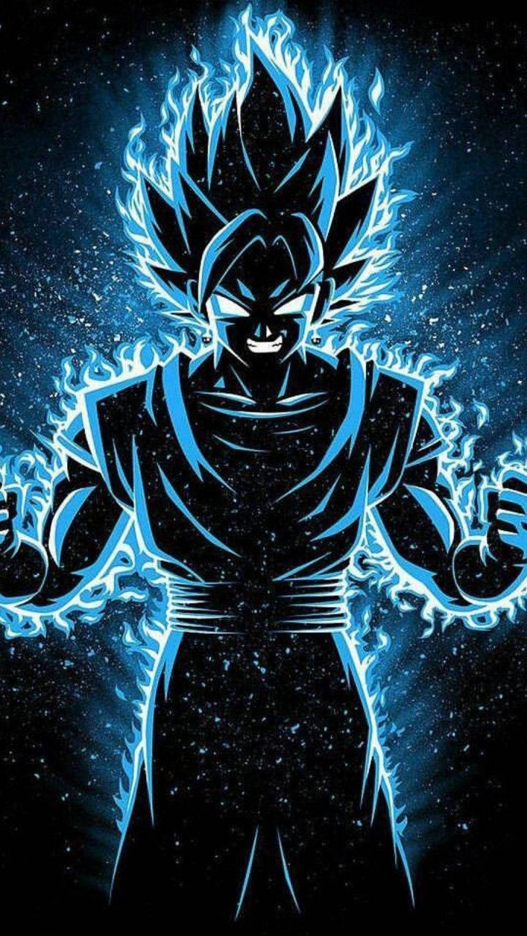 Wallpaperblå Lysande Super Saiyan Son Goku Iphone-skrivbordsbakgrund. Wallpaper