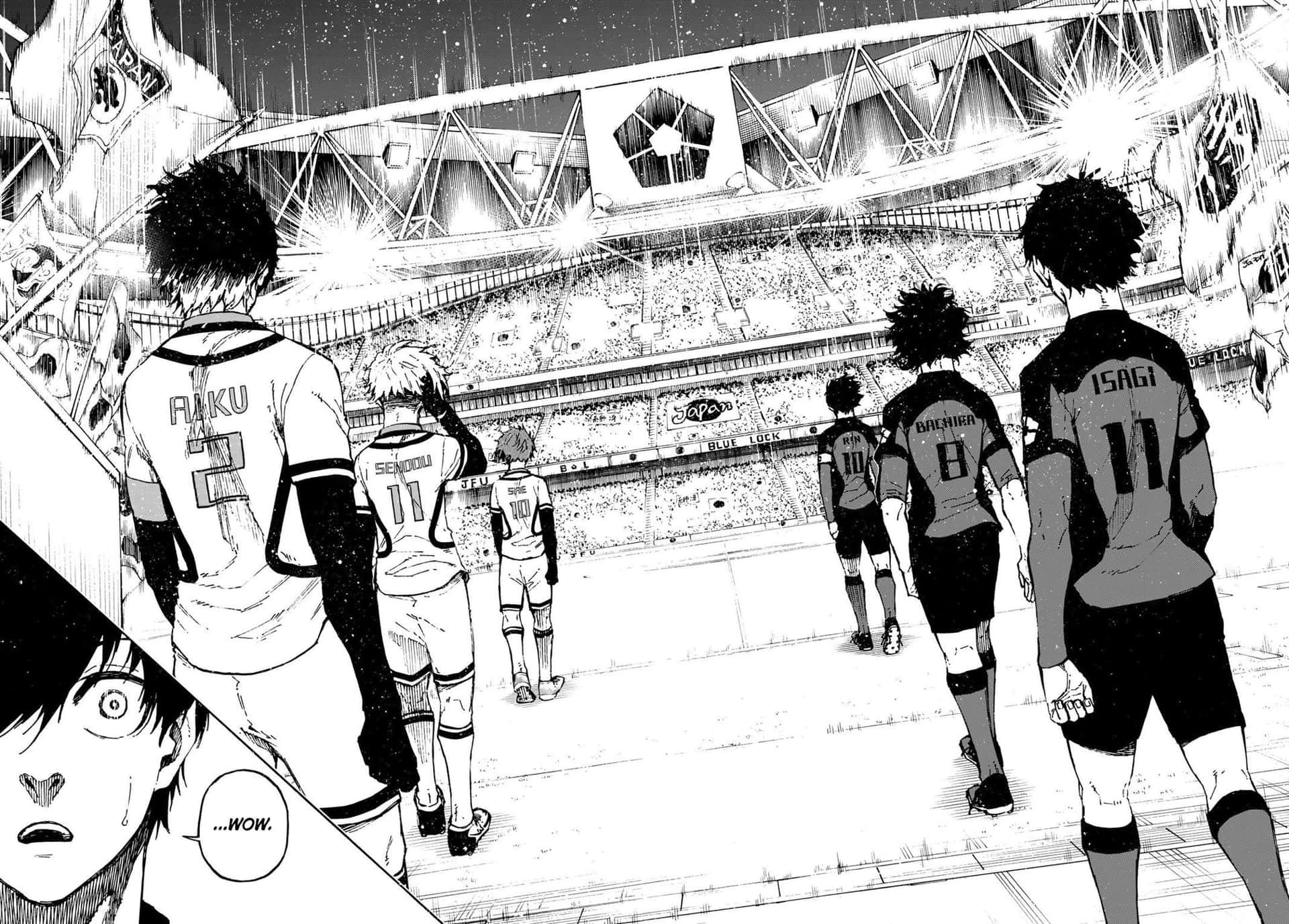 Blue Lock Manga Soccer Players Entering Stadium Wallpaper