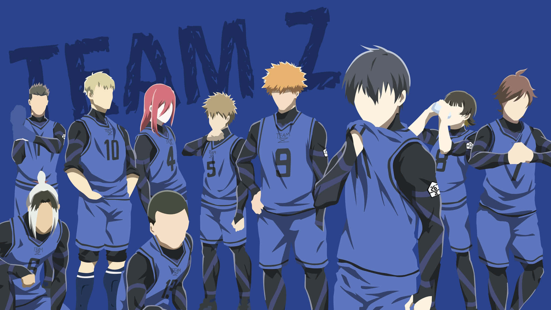 Blue Lock Team Z Group Illustration Wallpaper