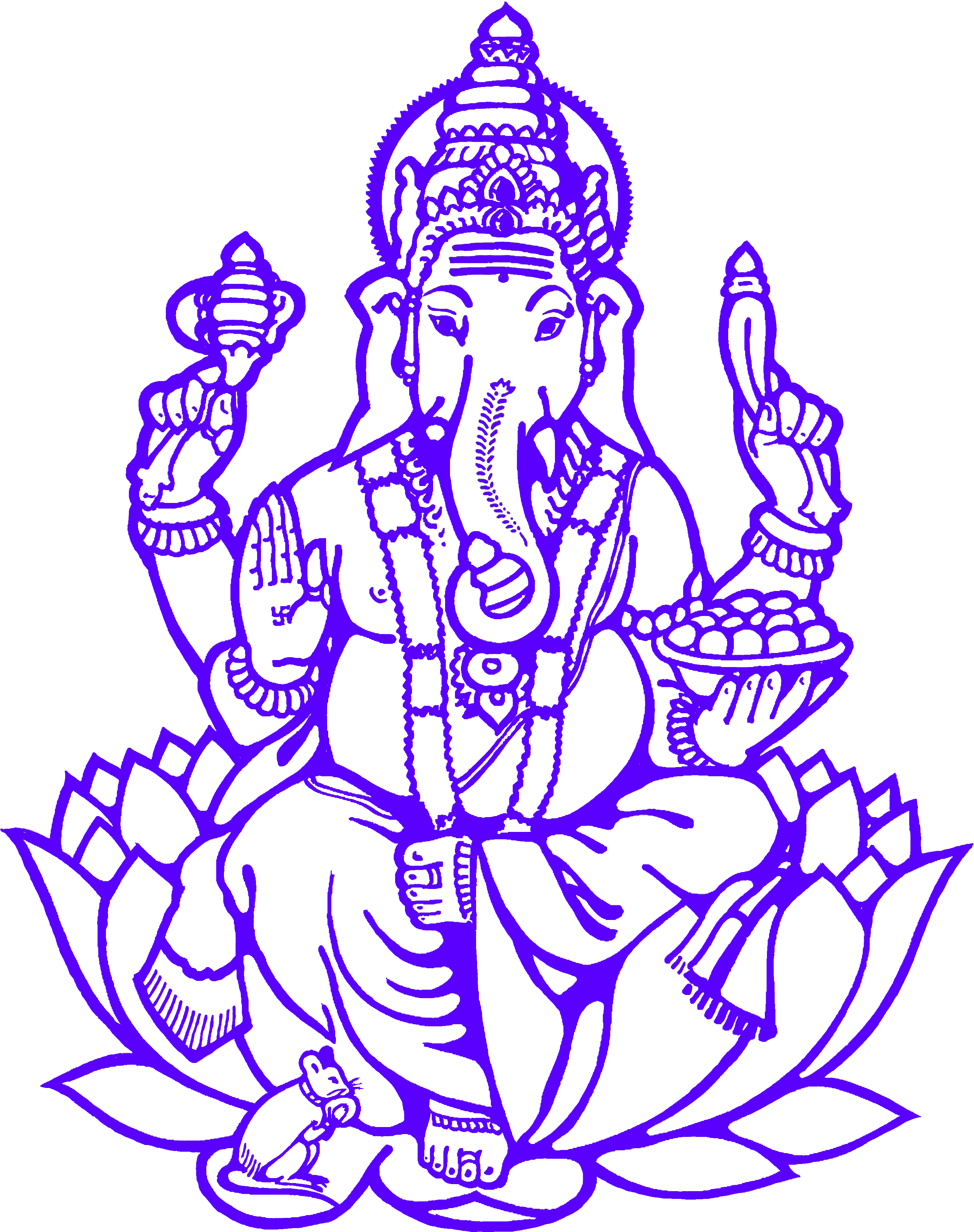 Blue Lord Ganesha Outline PNG