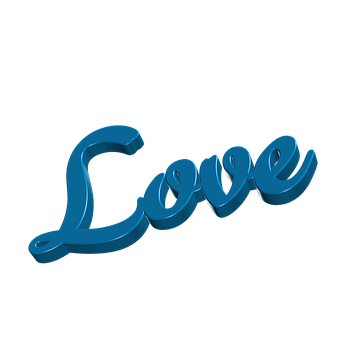 Blue Love3 D Text Art PNG