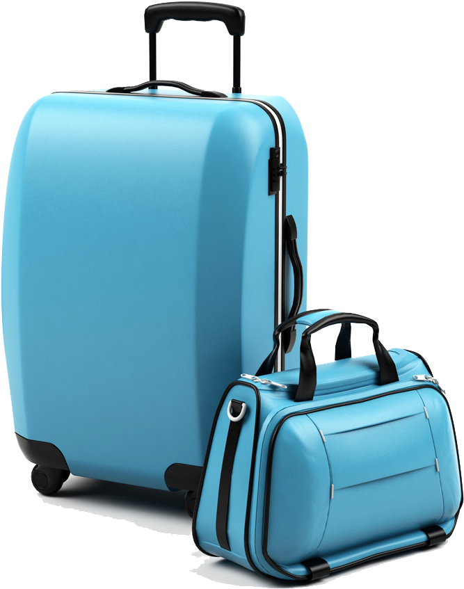 Blue Luggageand Carry On Bag PNG