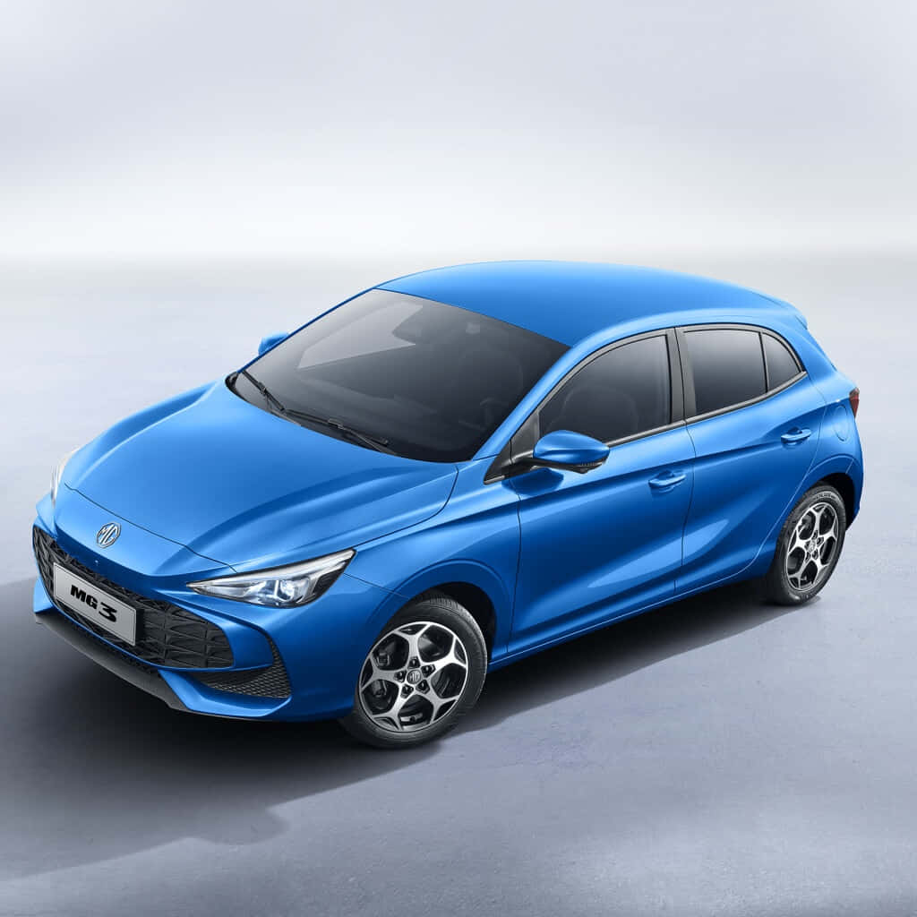 Blauwe M G3 Hatchback Studio Shot Achtergrond