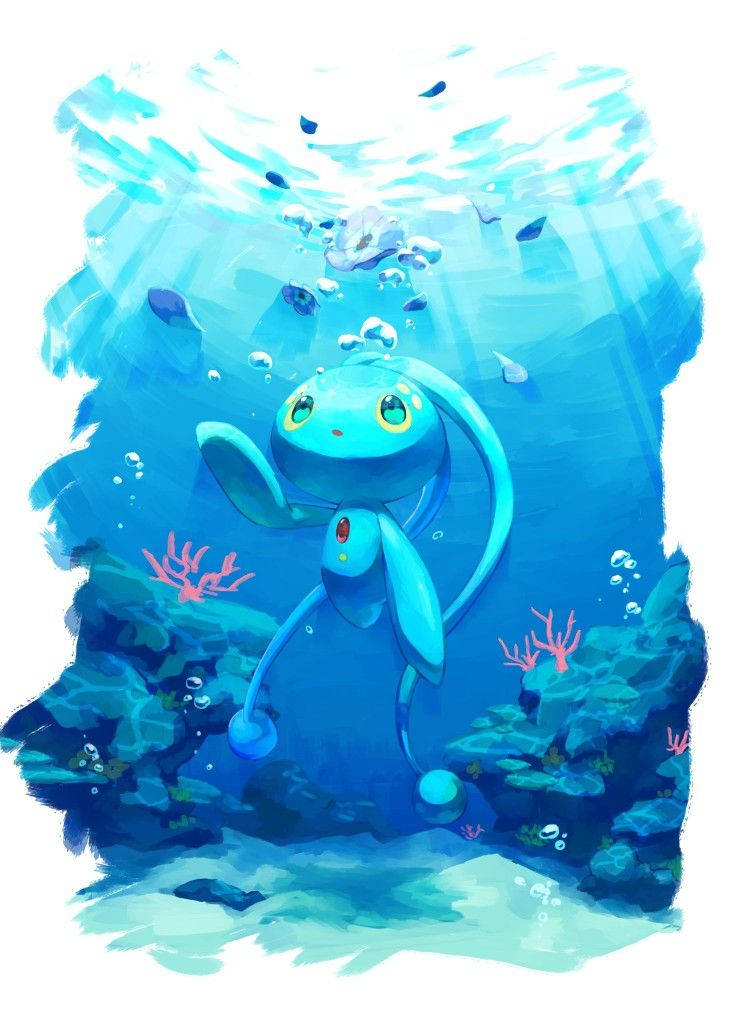Blue Manaphy Underwater Wallpaper