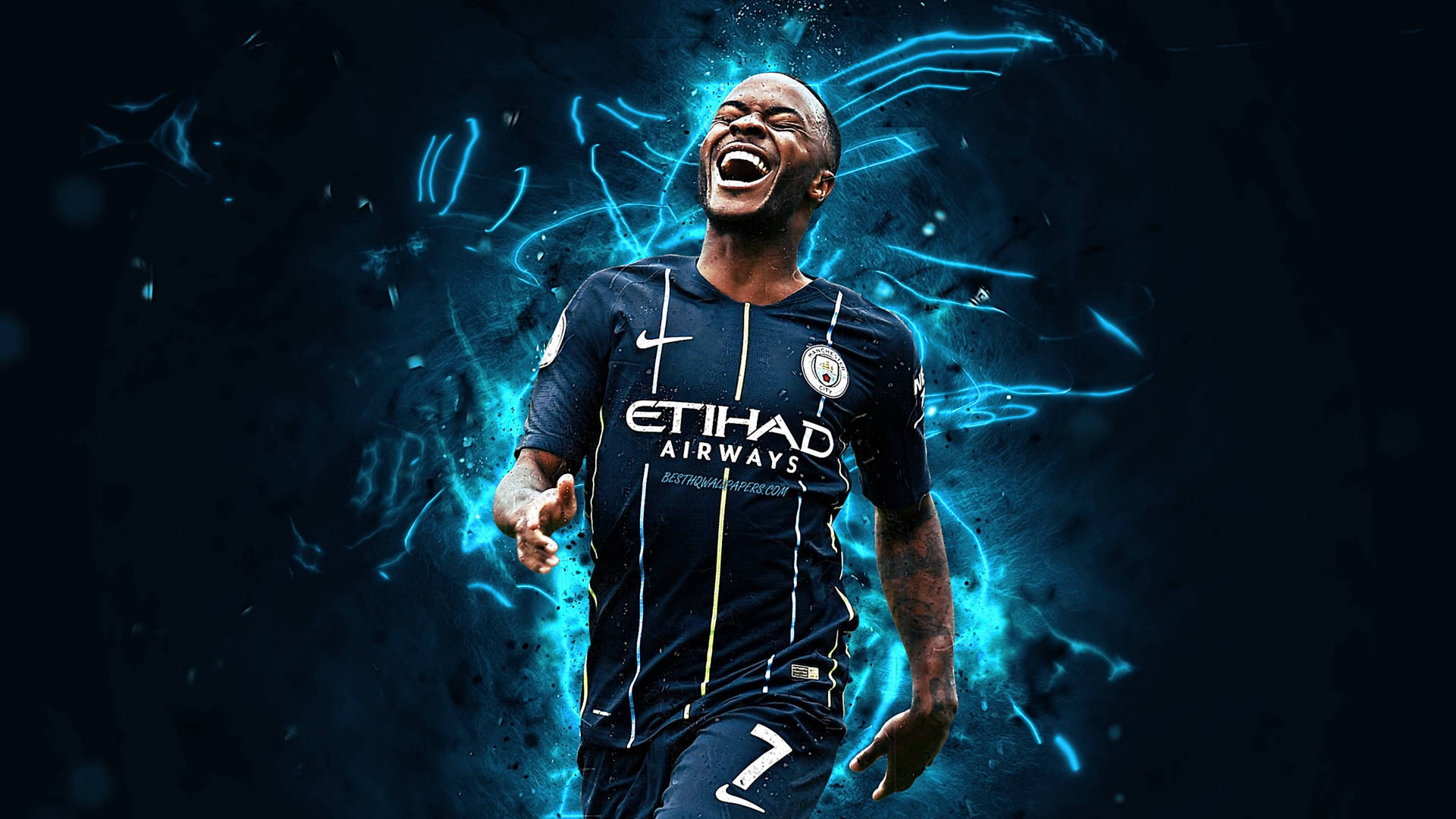 Blue Manchester City Raheem Sterling Background