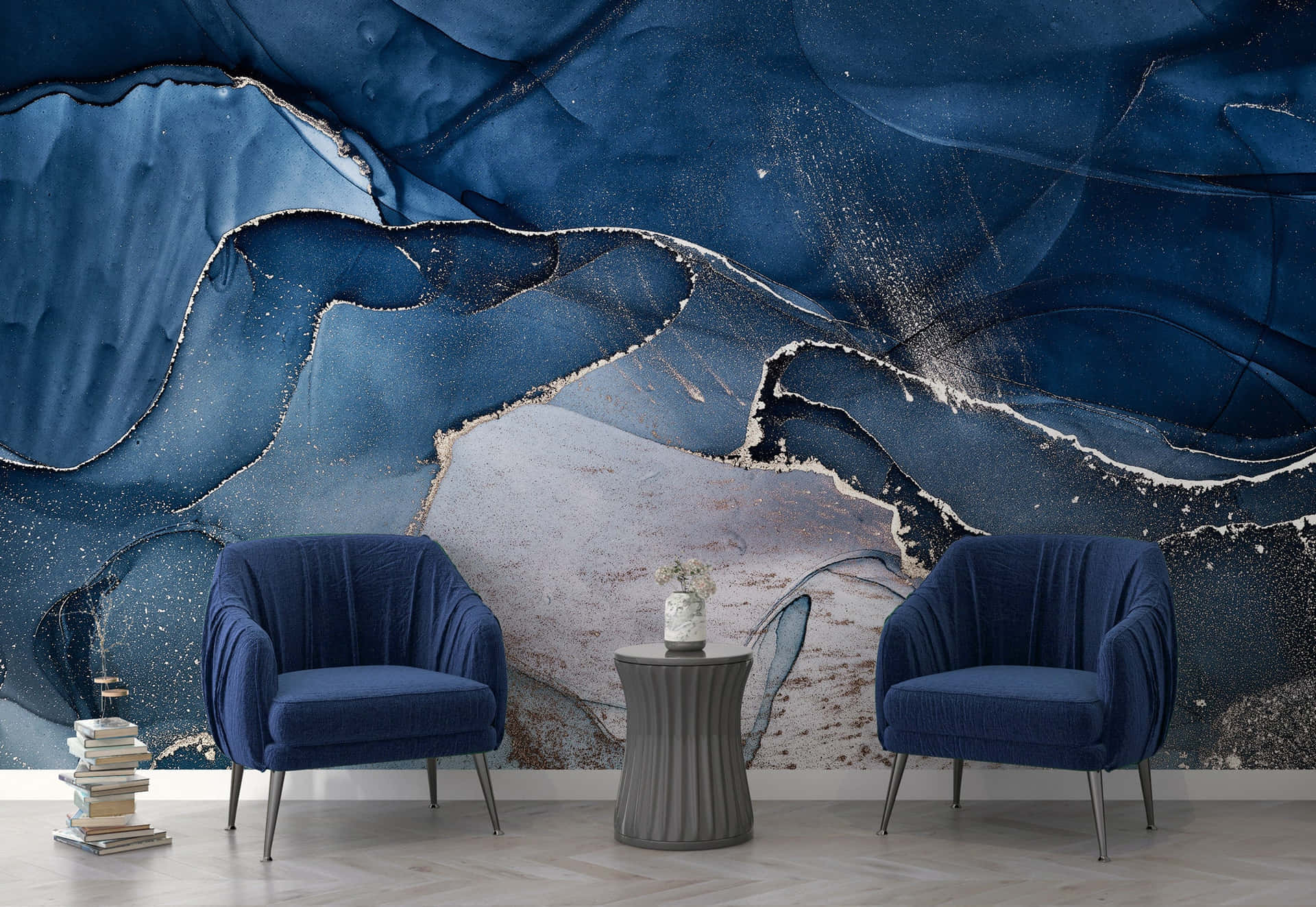 Interior Dark Blue Marble Background