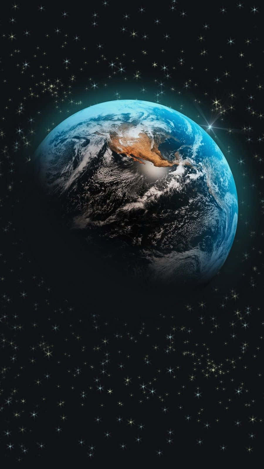 Blue Marble In Starry Space Wallpaper