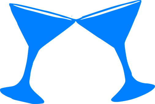 Blue Martini Glasses Graphic PNG