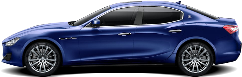 Blue Maserati Ghibli Side View PNG