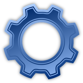 Blue Mechanical Gear Icon PNG