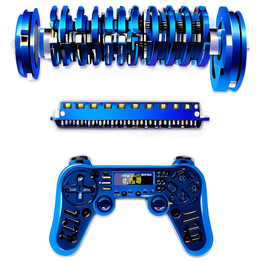 Blue Mechanical Partsand Controller PNG