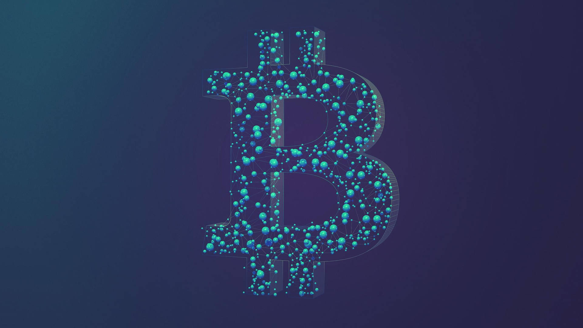 Blue Molecules Bitcoin Background