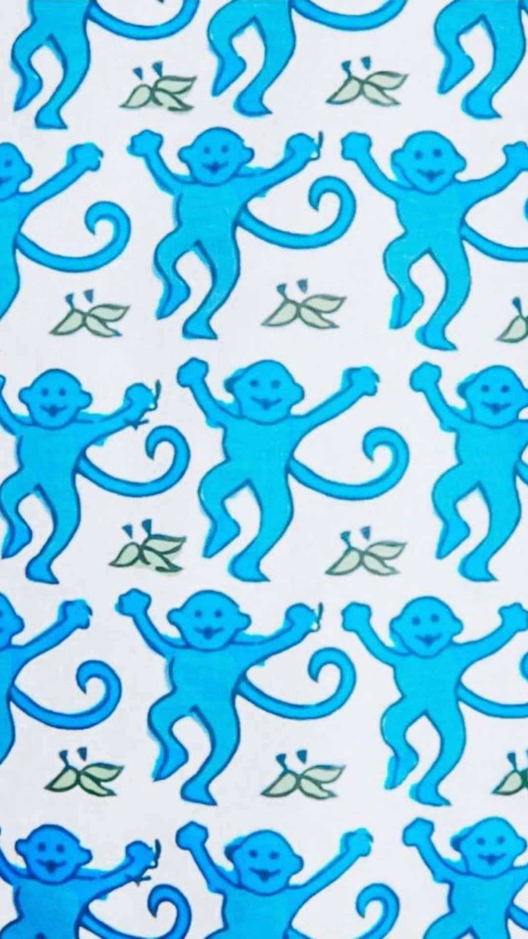 Blue Monkey Pattern Preppy Roller Rabbit Wallpaper