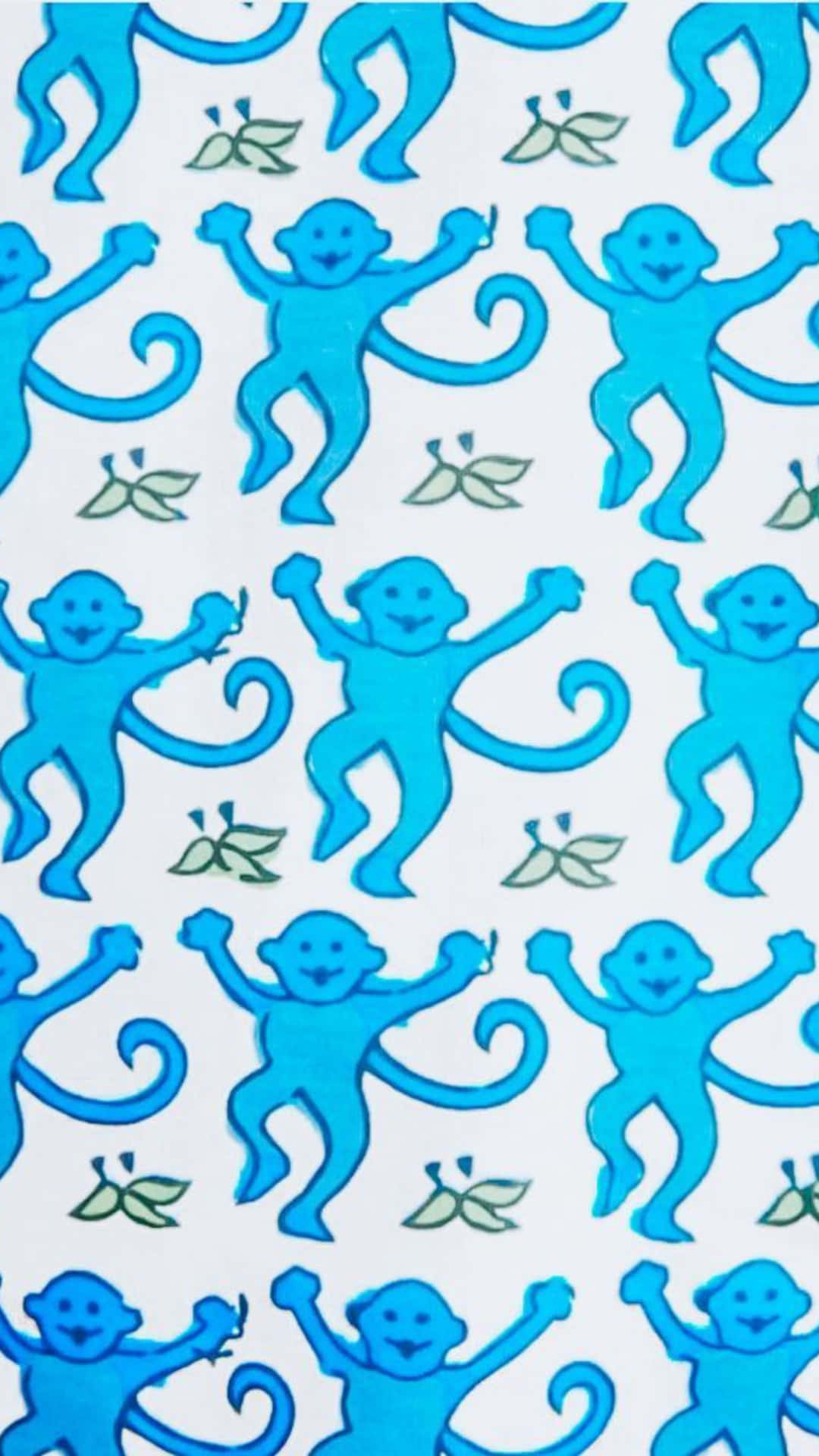 Blue Monkey Pattern Roller Rabbit Wallpaper