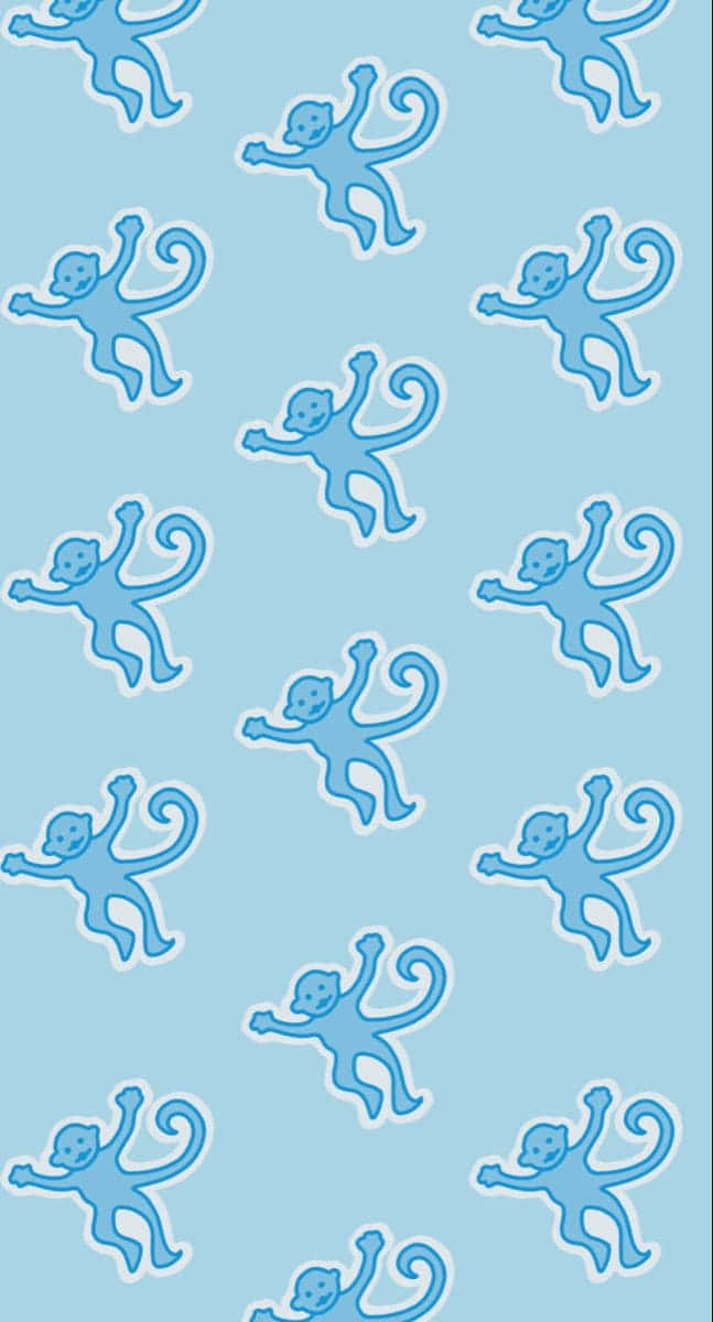 Blue Monkey Pattern Roller Rabbit Inspired Wallpaper