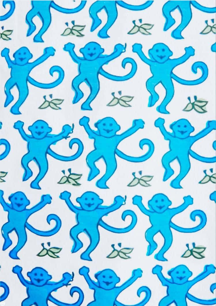 Blue Monkey Pattern Texture Wallpaper