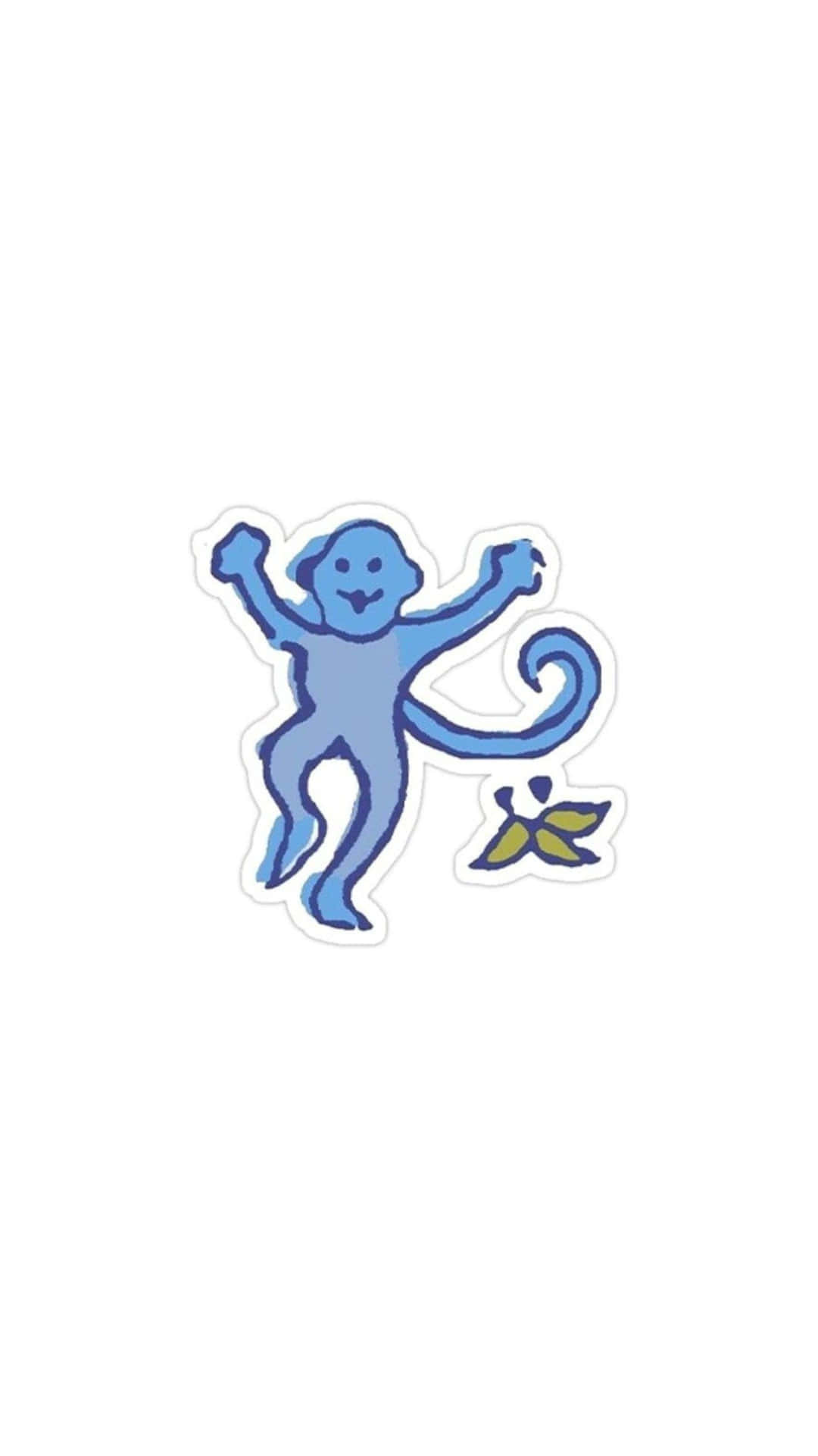 Blue Monkey Sticker Design Wallpaper