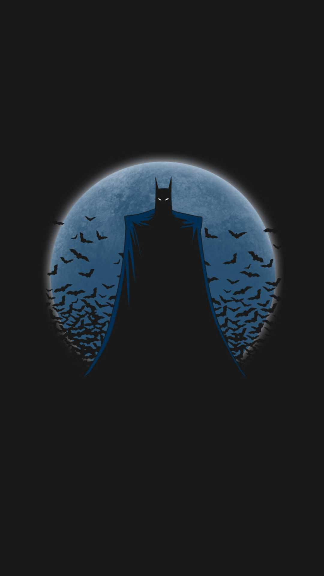 Blåmåne Bakom Mörka Batman På Iphone. Wallpaper