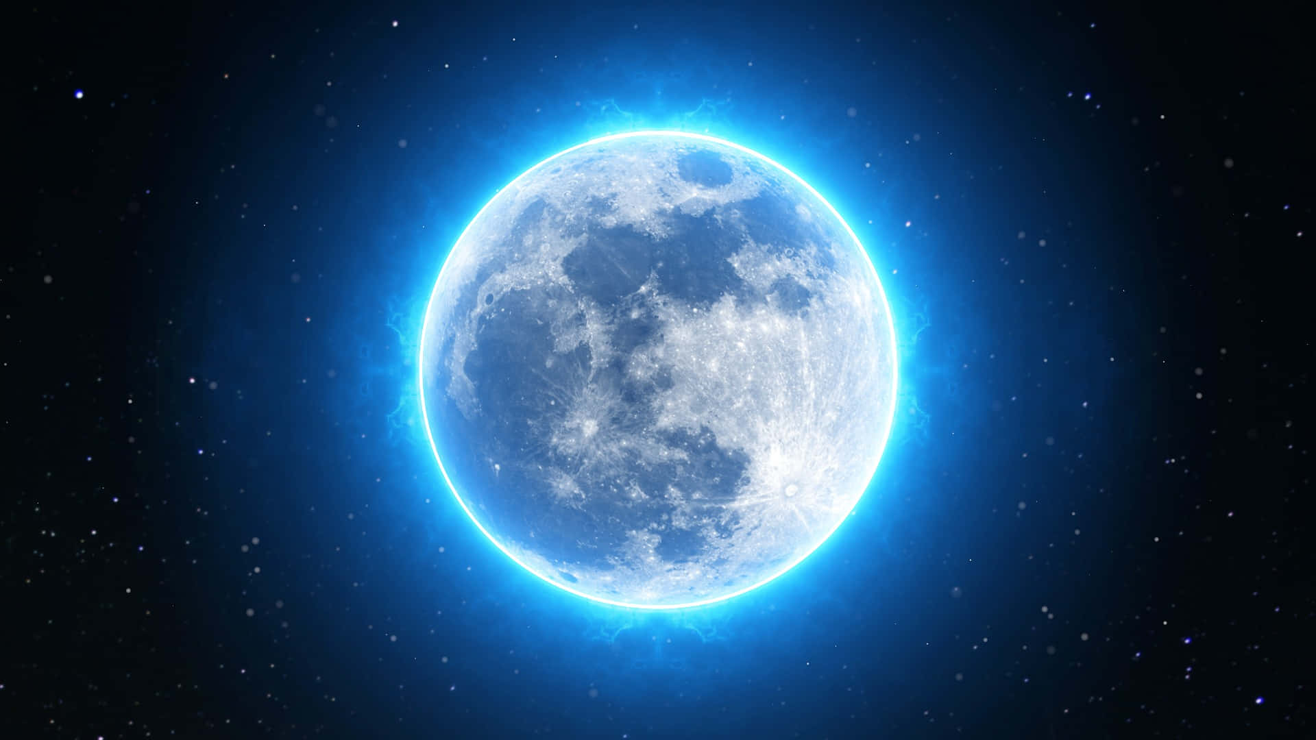 Blue Moon Glowing Edge Space Backdrop Wallpaper