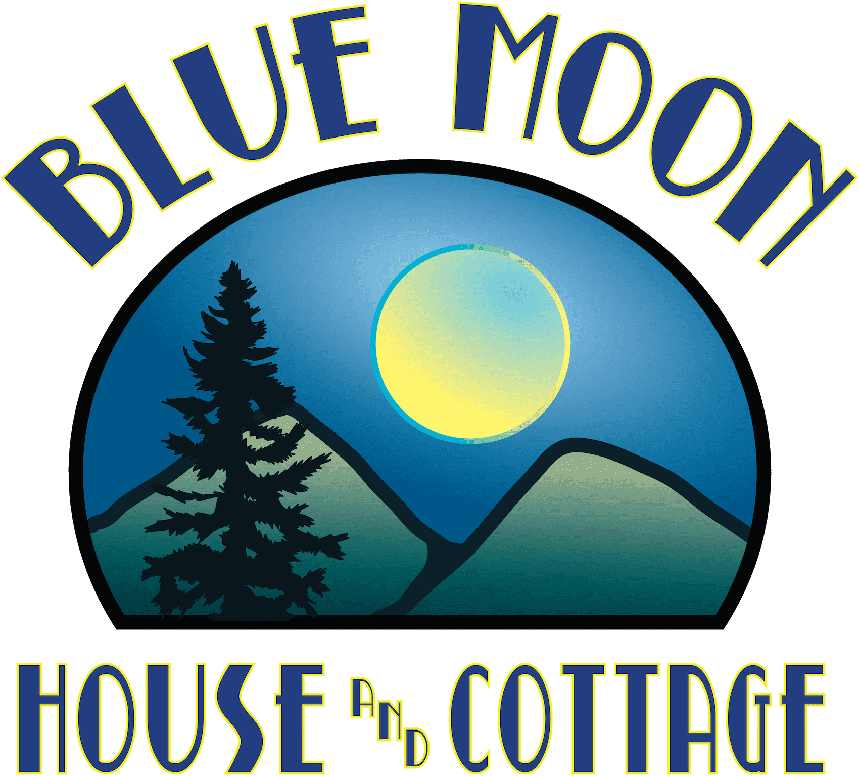 Blue Moon House Cottage Logo PNG