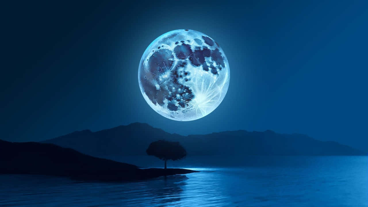 Blue Moon Over Water Wallpaper