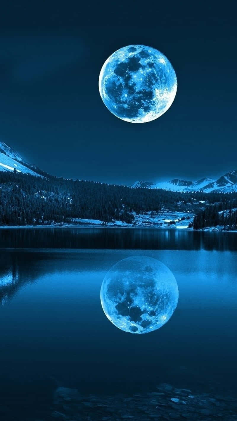 Blue Moon Reflection Landscape Wallpaper